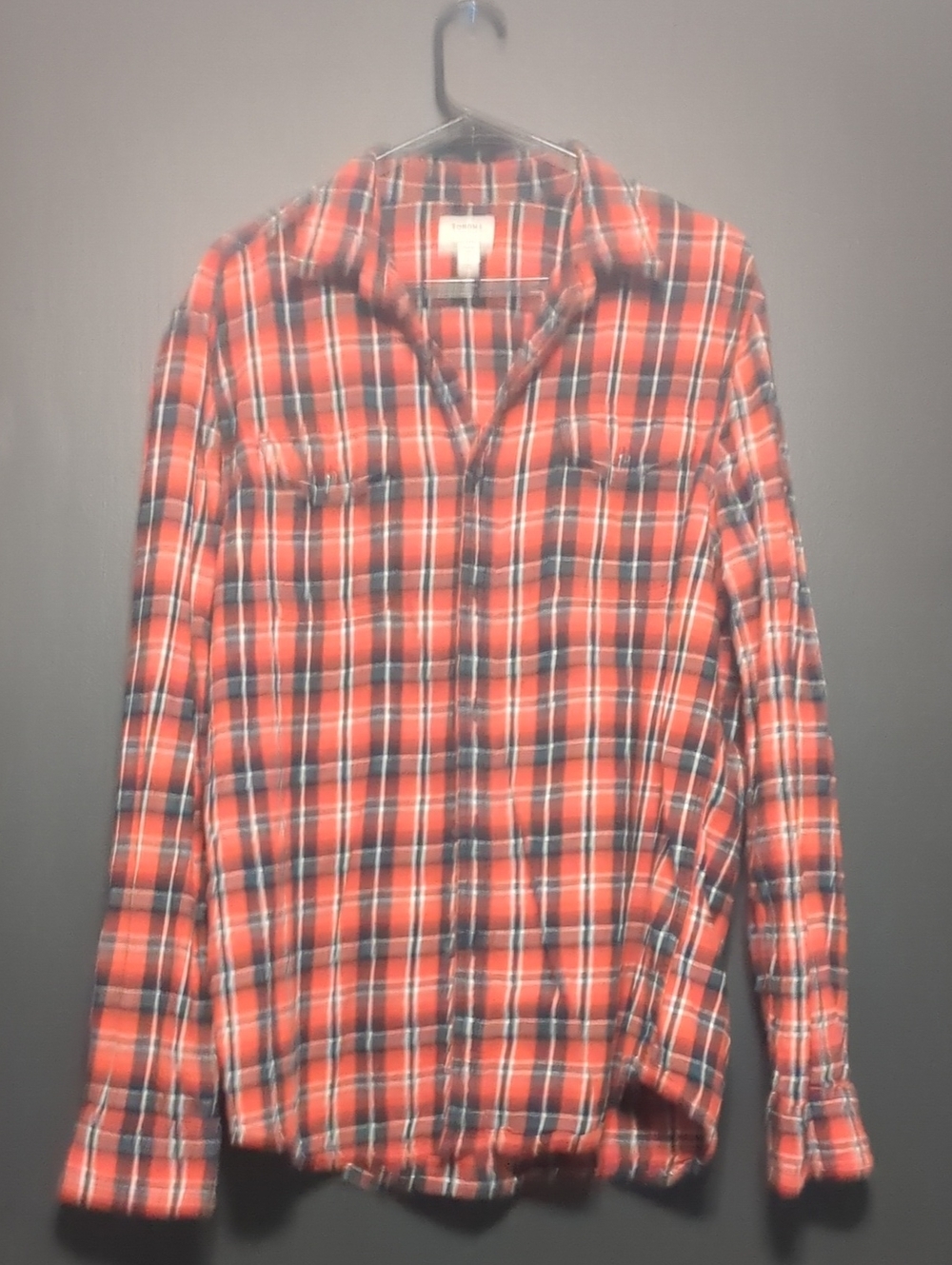 Sonoma Red and Navy Plaid Casual Button-Down Shirt
